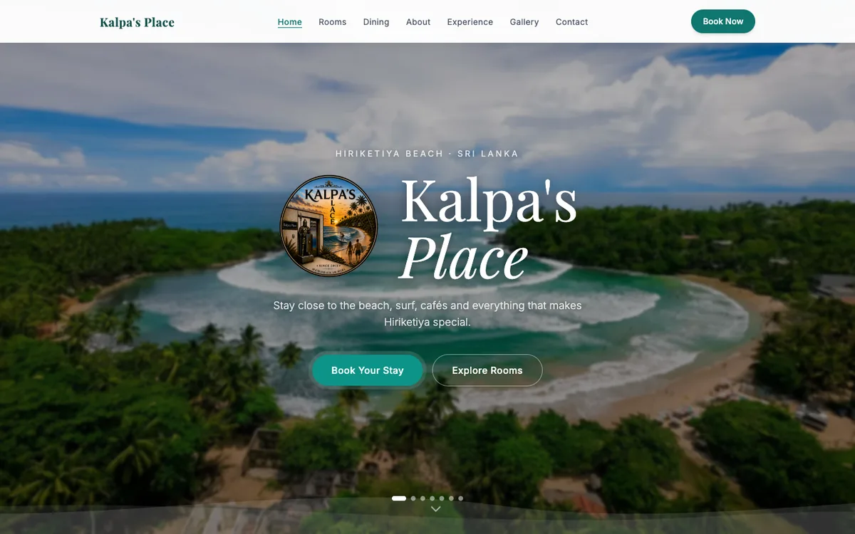 Screenshot of the Kalpa's Place website homepage
