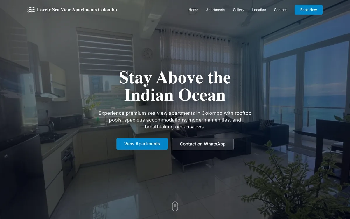 Screenshot of the Lovely Sea View Apartments website homepage
